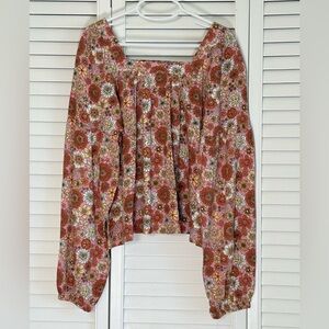 Levi's Blouse Girls Youth Multicolor Floral Print Square Neck Size M 10-12 NWT